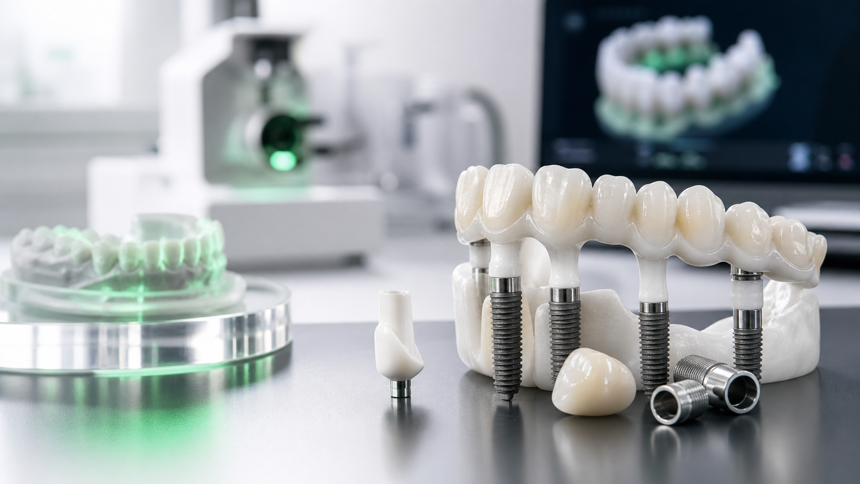 Prótesis de zirconio sobre implantes diseñada en laboratorio dental digital
